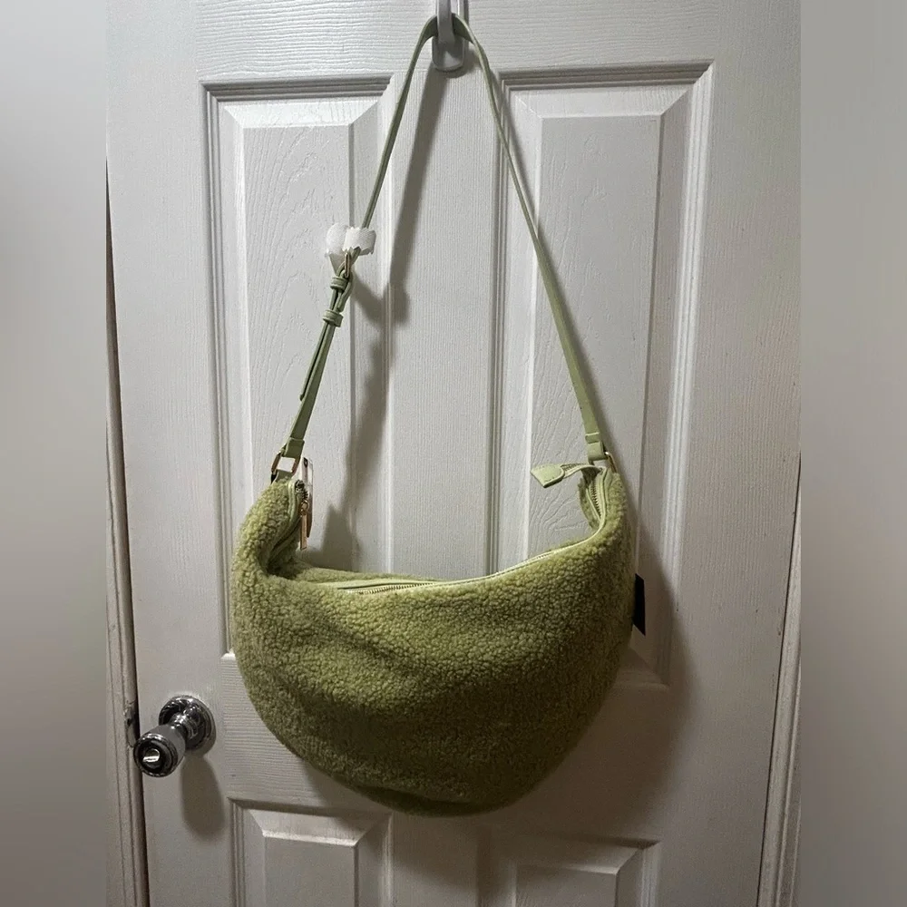 NWT Urban Outfitters Anthropology Sherpa Shoulder Bag in Light Green